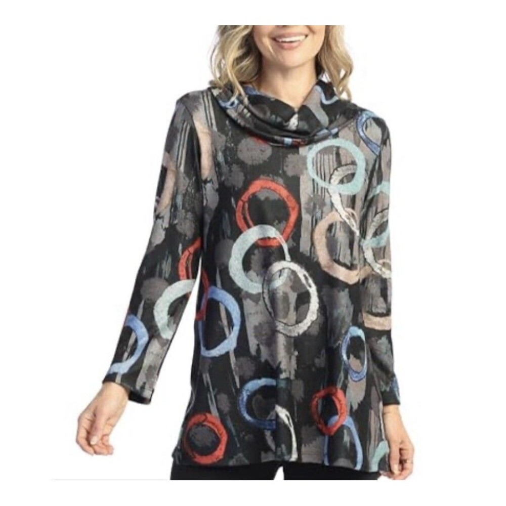 Jess & Jane Women Sz 2X French Brush Long Sleeve Cowl Neck Tunic Top Boho-Art